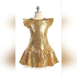 SEQUIN RUFFLE SLEEVE TUTU GIRLS DRESS